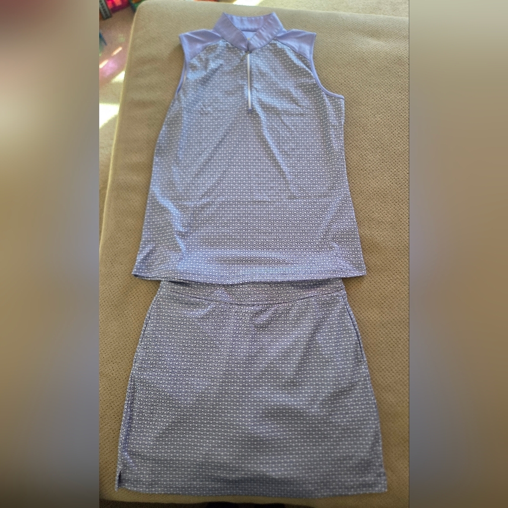 Greg Norman Golf 2 piece women's outfit SLEEVELESS ZIP POLO medium & skort - Picture 2 of 16